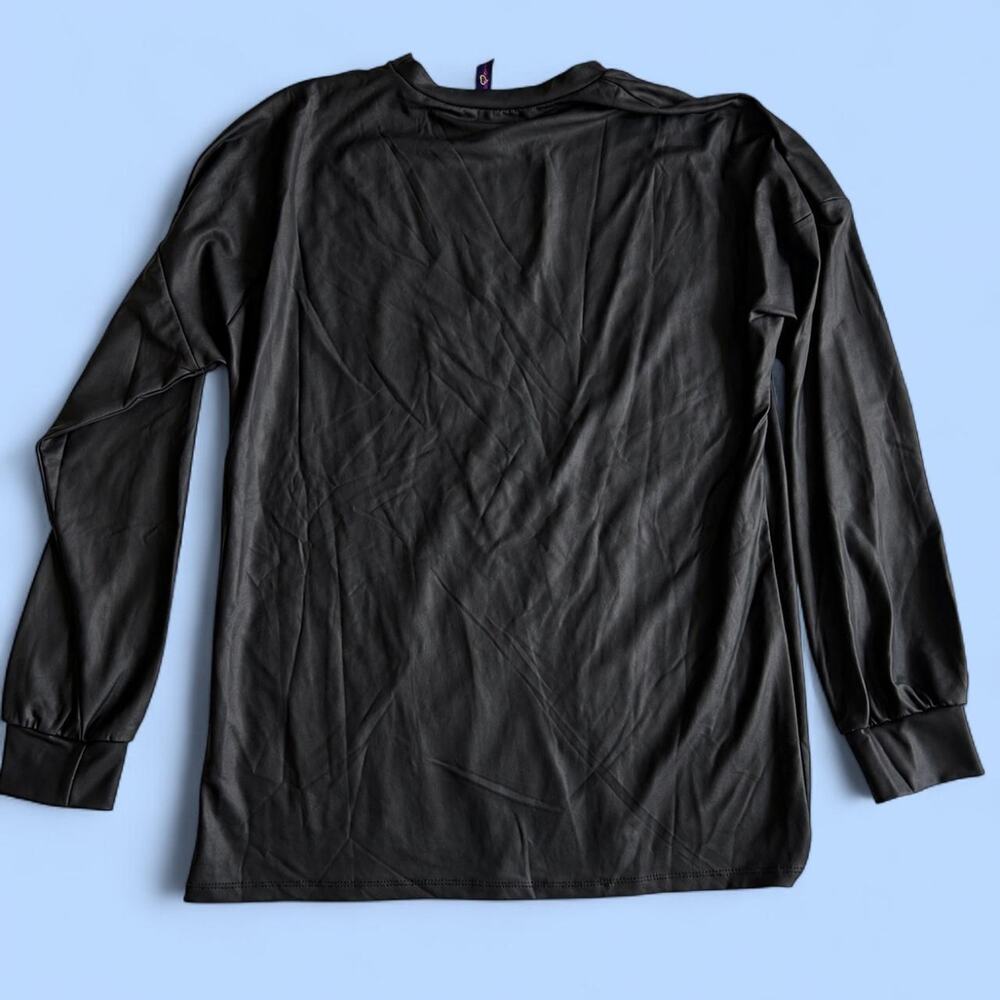 Black faux leather long sleeve